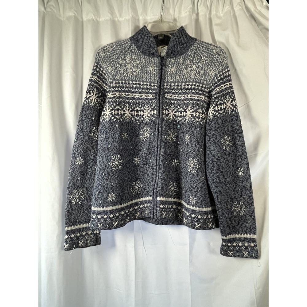 Vintage Tiara International Christmas 2004 Women's Blue Snowflake Sweater XLarge